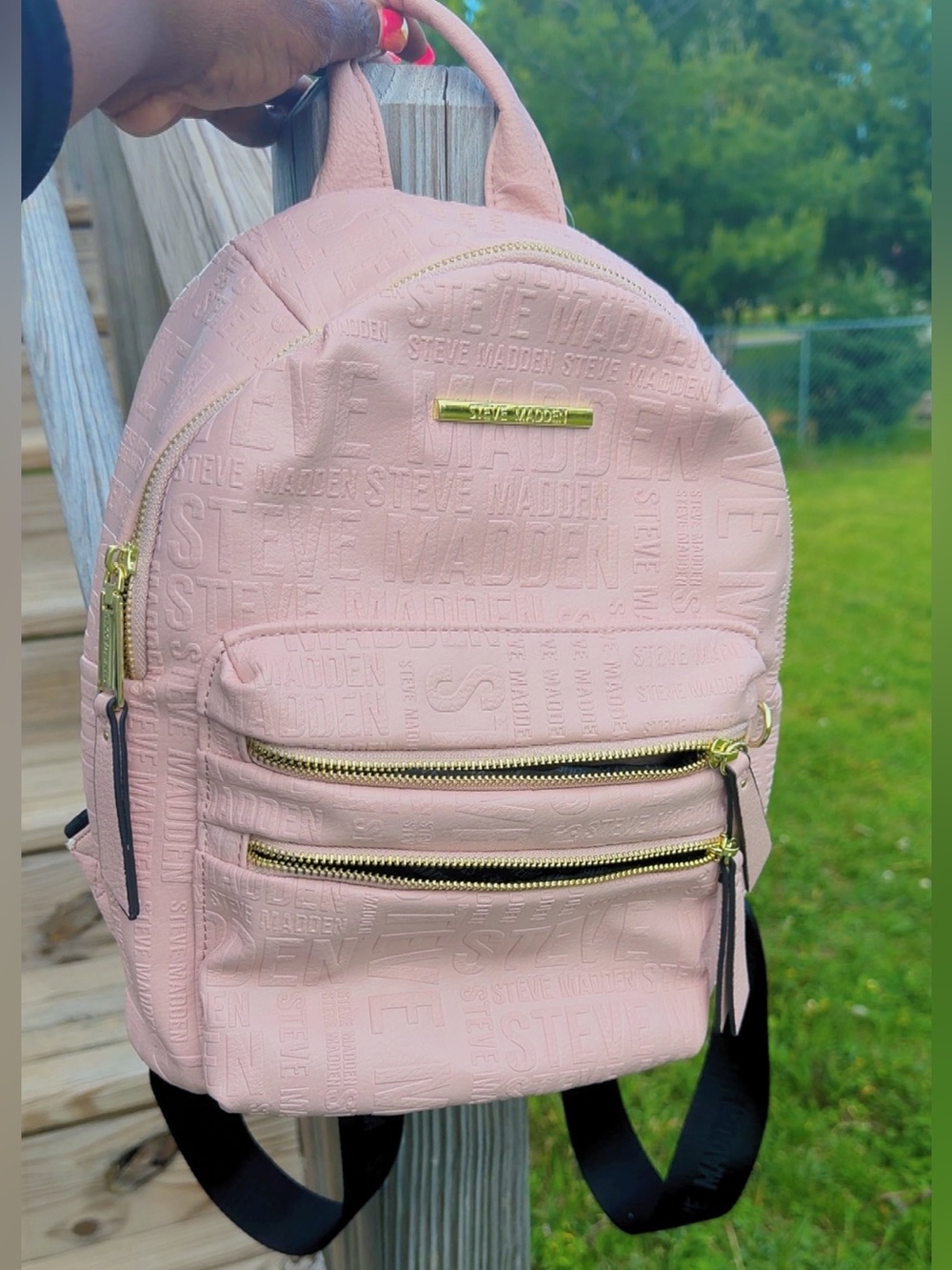 Steve Madden Blush Pink Embossed Mini Backpack